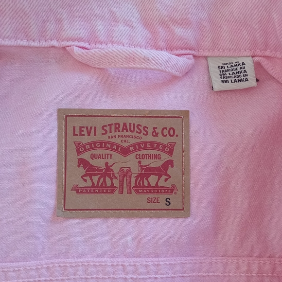 Denim Jacket Hand Painted Levis S Pink New - Picture 13 of 14